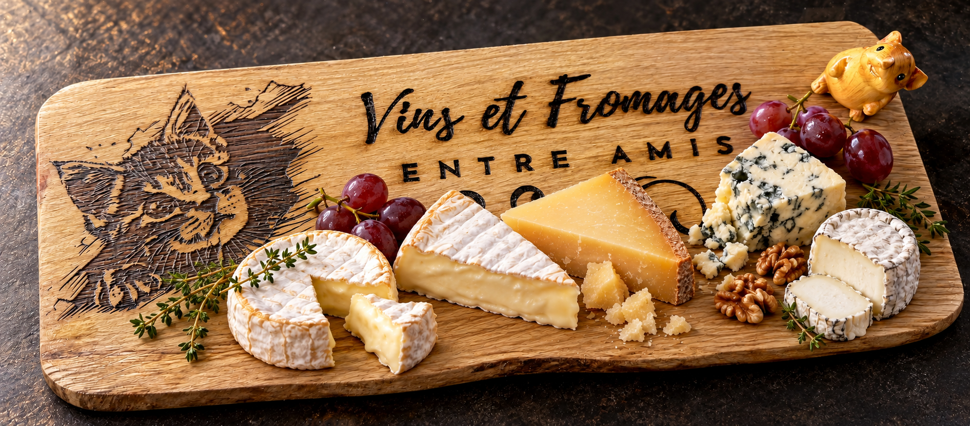 Reference PL 1b — PL 1 serving board presented with French cheeses