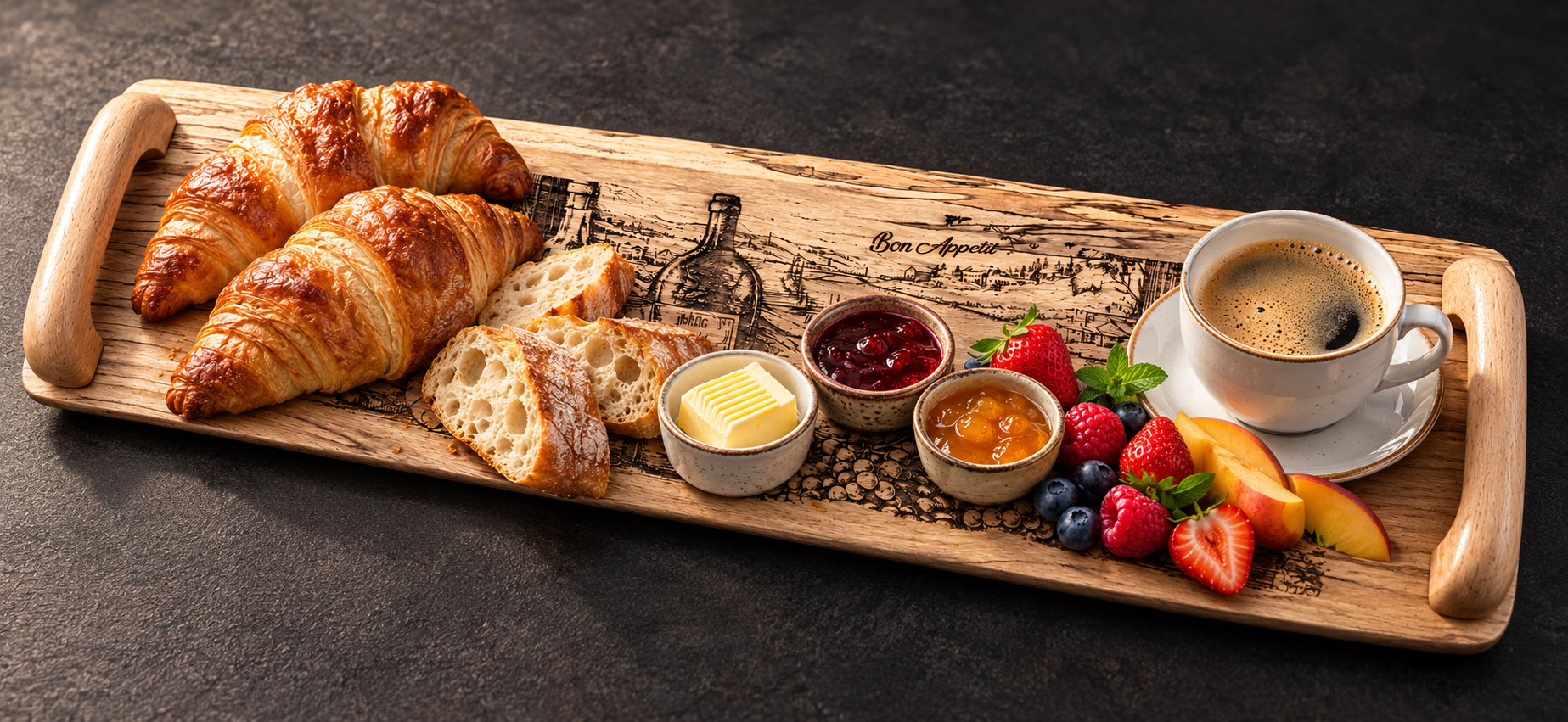 Reference PL 3b — PL 3 tray presented for a French breakfast