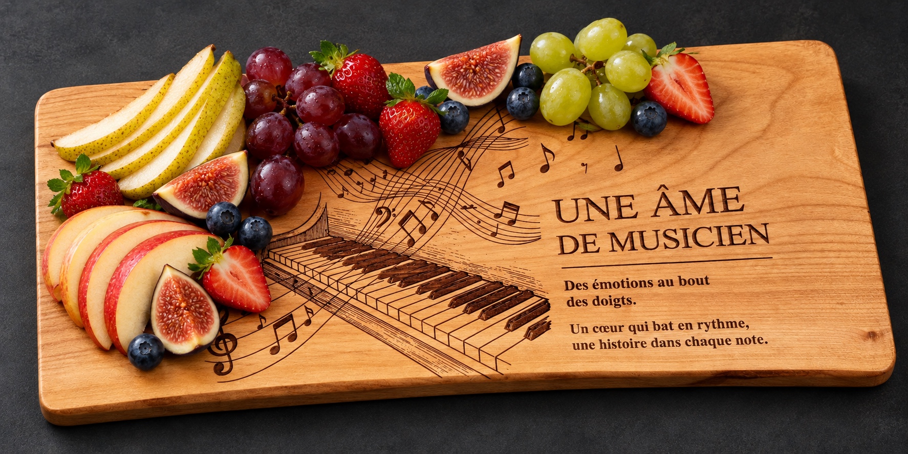 The same bespoke musician’s board presented with fresh fruit