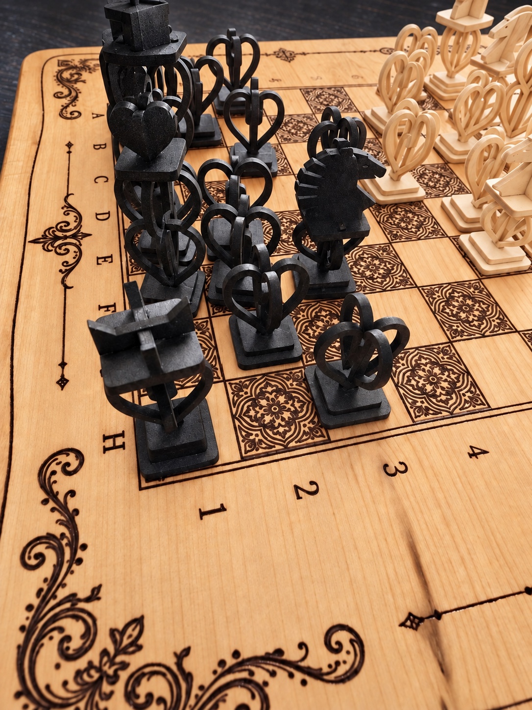 Reference JE 2b — reclaimed wild-cherry chessboard — photograph 2