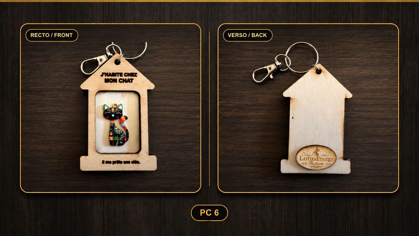 Reference PC 6 — clock keyring, front and back