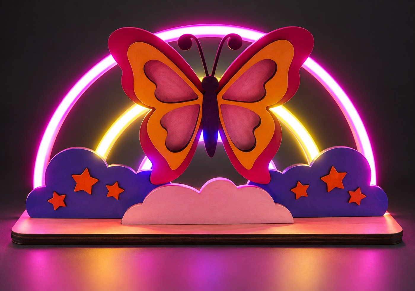Butterfly rainbow lamp — illuminated — AL 9b