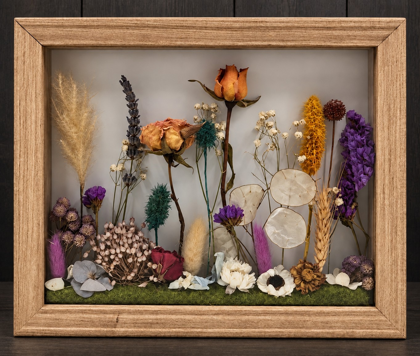 Dried-flower shadow box — unlit — AL 18a